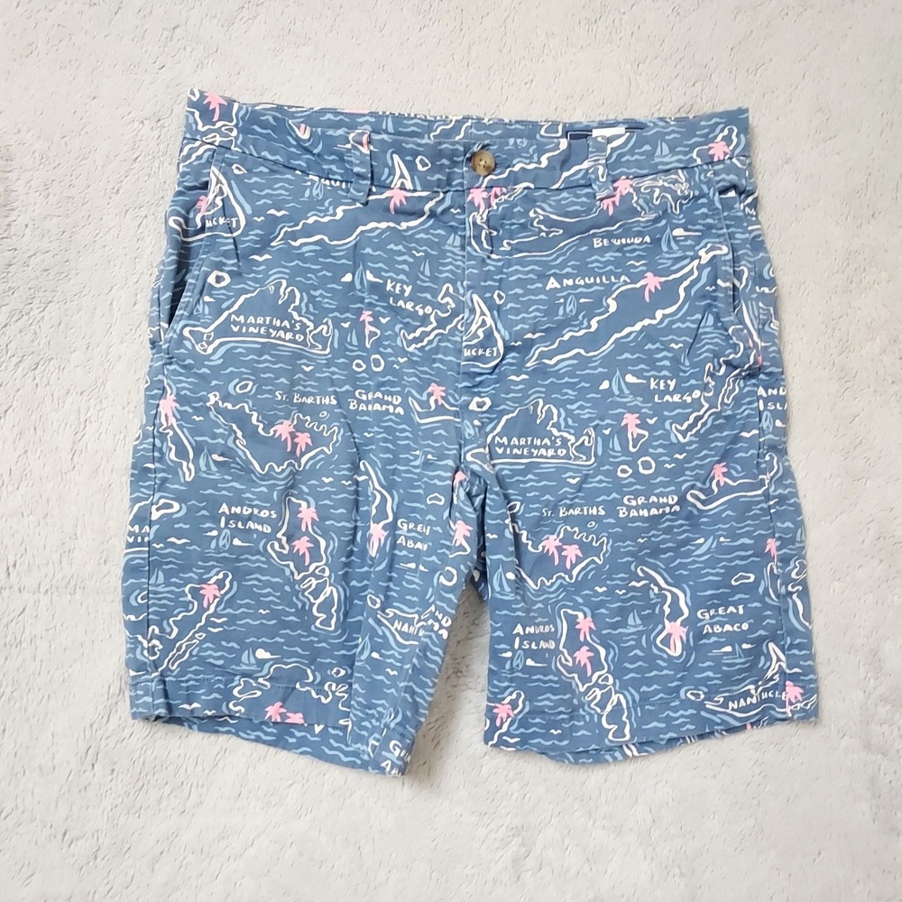 Vineyard Vines Shorts Mens 32 Island Map Graphic Blue Marthas Vineyard Beach - Picture 2 of 9